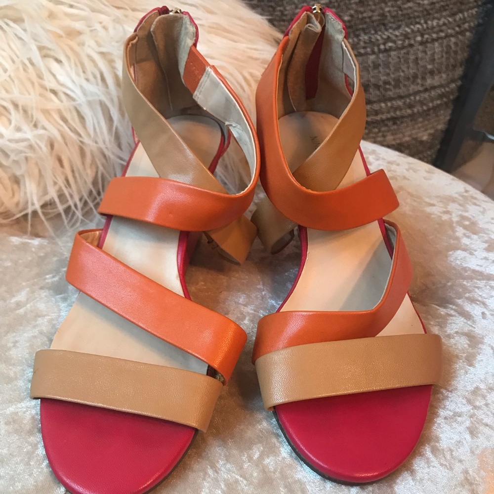 Bright pink and orange wedges